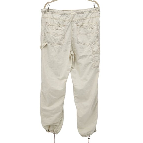 Vintage Structure Mens Medium Carpitrooper Pants Parachute Baggy Ivory Khaki - Picture 3 of 12